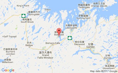 加拿大海運(yùn)港口博特伍德botwood港口地圖