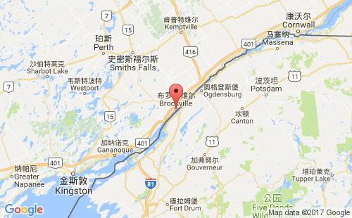 加拿大海運港口布羅克維爾brockville,on港口地圖