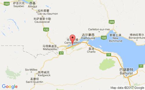 加拿大海運港口坎貝爾頓campbellton港口地圖