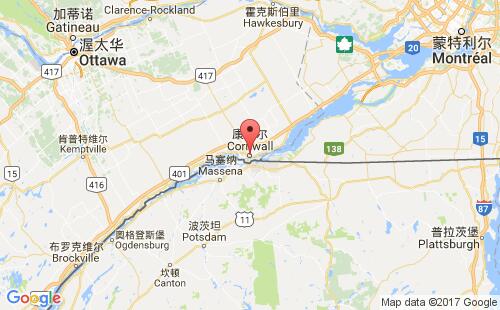 加拿大海運(yùn)港口康沃爾cornwall,on港口地圖