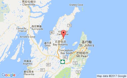 加拿大海運(yùn)港口格雷斯港harbour grace港口地圖