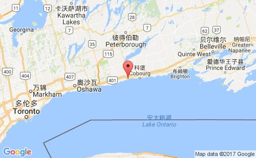 加拿大海運(yùn)港口霍普港port hope,on港口地圖
