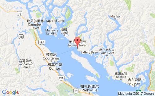 加拿大海運(yùn)港口鮑威爾powell river港口地圖