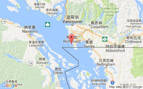 加拿大海運港口羅伯茨灣roberts bank港口地圖