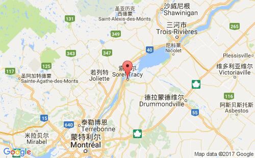 加拿大海運港口索雷爾sorel港口地圖