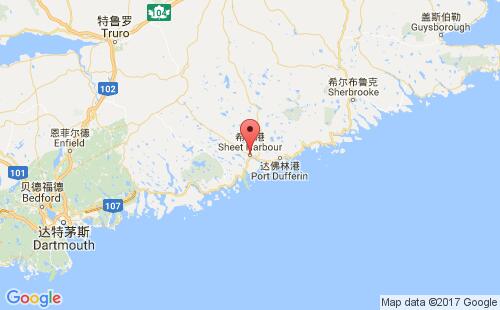 加拿大海運(yùn)港口希特港sheet harbour港口地圖