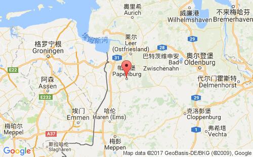 德國(guó)港口帕彭堡papenburg港口地圖