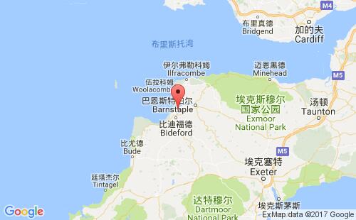英國(guó)港口阿普爾多爾appledore港口地圖