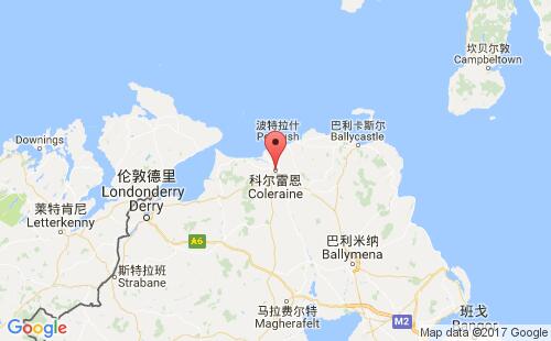 英國港口科爾雷恩coleraine港口地圖