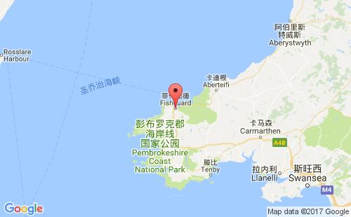 英國港口菲什加德fishguard港口地圖