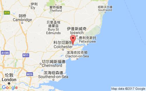 英國(guó)港口米斯特利mistley港口地圖