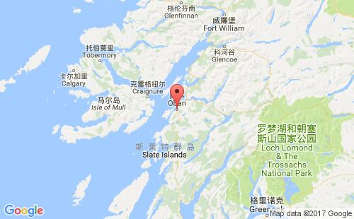 英國港口奧本oban港口地圖