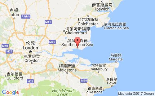 英國港口紹森德southend港口地圖