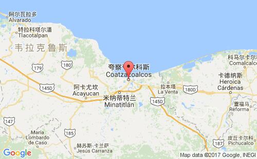 墨西哥海運(yùn)港口夸察夸爾科斯coatzacoalcos港口地圖