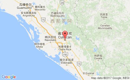 墨西哥海運(yùn)港口庫(kù)利亞坎culiacan港口地圖