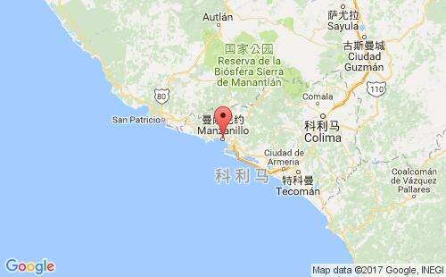 墨西哥海運港口曼薩尼約manzanillo,mx港口地圖