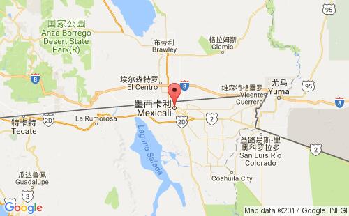 墨西哥海運(yùn)港口墨西卡利mexicali港口地圖