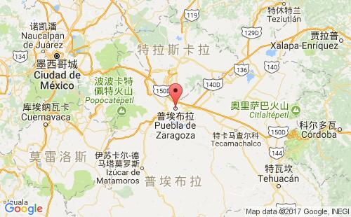 墨西哥海運港口普埃布拉puebla港口地圖