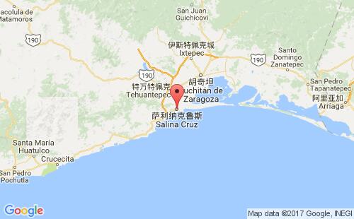 墨西哥海運港口薩利納克魯斯salina cruz港口地圖