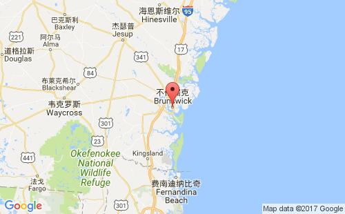 美國(guó)海運(yùn)港口不倫瑞克brunswick,ga港口地圖