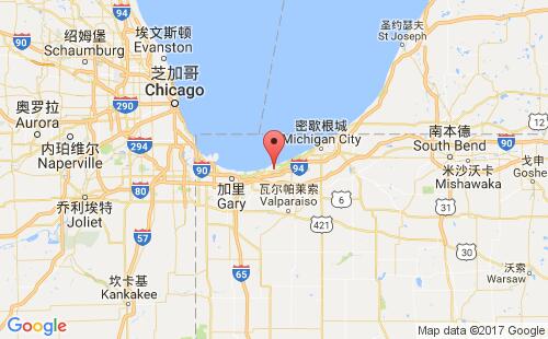 美國海運(yùn)港口伯恩斯港burns harbour港口地圖