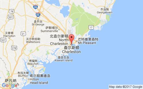 美國(guó)海運(yùn)港口查爾斯頓charleston,sc港口地圖