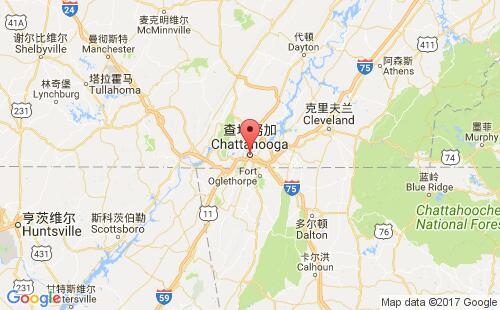美國海運港口查塔努加chattanooga,tn港口地圖