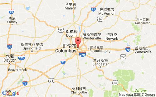 美國海運港口哥倫布columbus,oh港口地圖