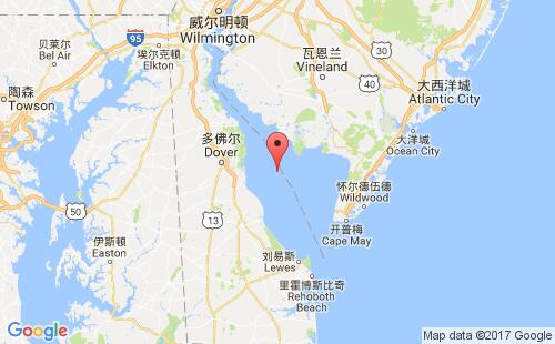 美國(guó)海運(yùn)港口德拉華灣delaware bay港口地圖