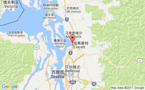 美國(guó)海運(yùn)港口埃弗里特everett,wa港口地圖