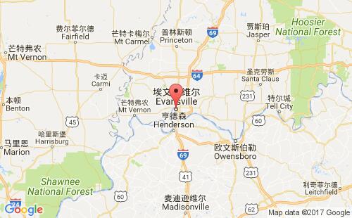 美國海運港口埃文斯維爾evansville,in港口地圖