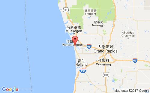 美國海運港口格蘭德黑文grand haven港口地圖
