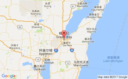美國(guó)海運(yùn)港口格林貝green bay港口地圖