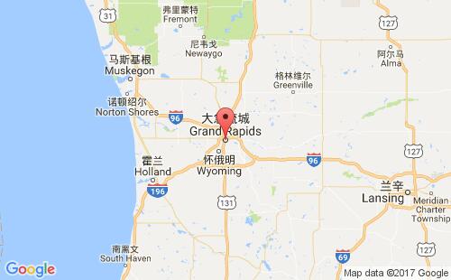 美國(guó)海運(yùn)港口大急流城grand rapids,mi港口地圖
