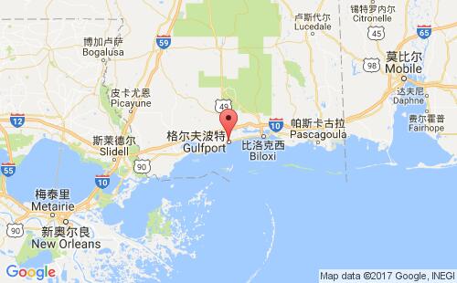 美國海運港口格爾夫波特gulfport港口地圖