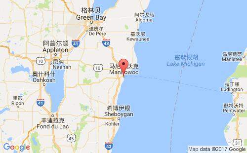 美國(guó)海運(yùn)港口馬尼托沃克manitowoc港口地圖