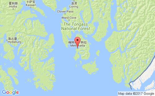 美國海運港口梅特拉卡特拉metlakatla港口地圖