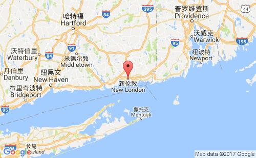 美國(guó)海運(yùn)港口新倫敦new london,ct港口地圖