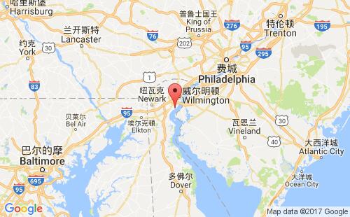美國(guó)海運(yùn)港口紐卡斯?fàn)杗ew castle,de港口地圖