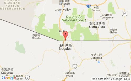 美國海運(yùn)港口諾加利斯nogales,az港口地圖