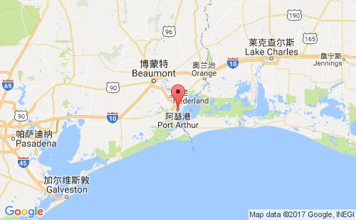 美國海運港口阿瑟港port arthur,tx港口地圖