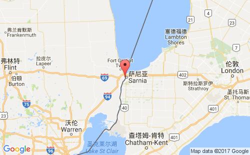 美國(guó)海運(yùn)港口休倫港port huron港口地圖