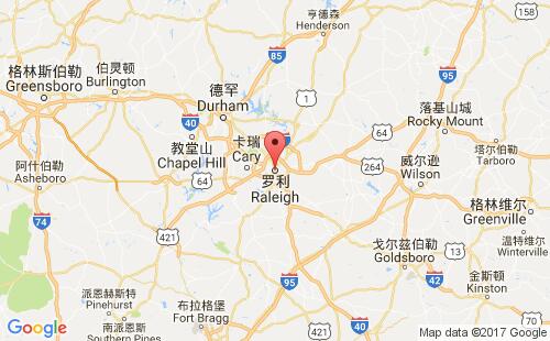 美國海運港口羅利raleigh,nc港口地圖